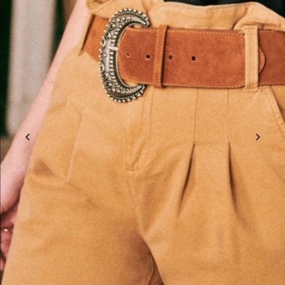 Sézane Austin Paper Bag Pants Trouser Caramel Tan Size 36 (FR) - Picture 2 of 6